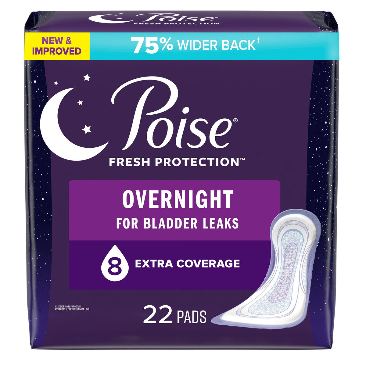 Poise® Fresh Protection™ Overnight Bladder Control Pads, 44/Cs