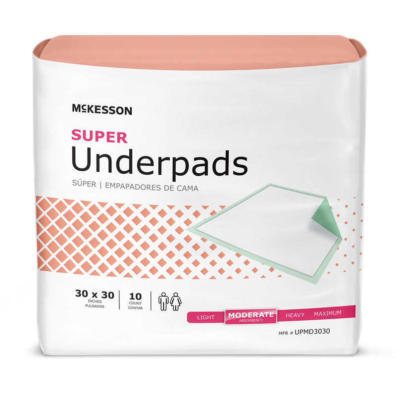 MCKESSON SUPER MODERATE ABSORBENCY UNDERPAD, 30 X 30 INCH - 150 CT., SOLD AS 150/CASE MCKESSON UPMD3030
