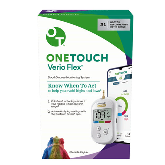 Onetouch Verio Flexc Blood Glucose Monitoring System, Fingertip Testing, 1/Ea