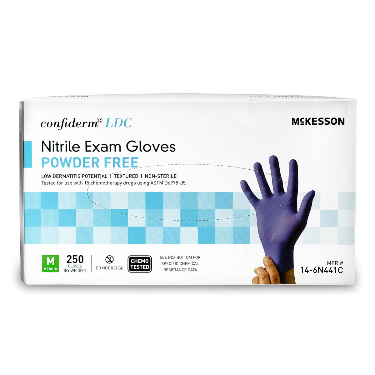 Mckesson Confiderm® 6.8C Nitrile Exam Glove, Medium, Blue, 2500/Cs