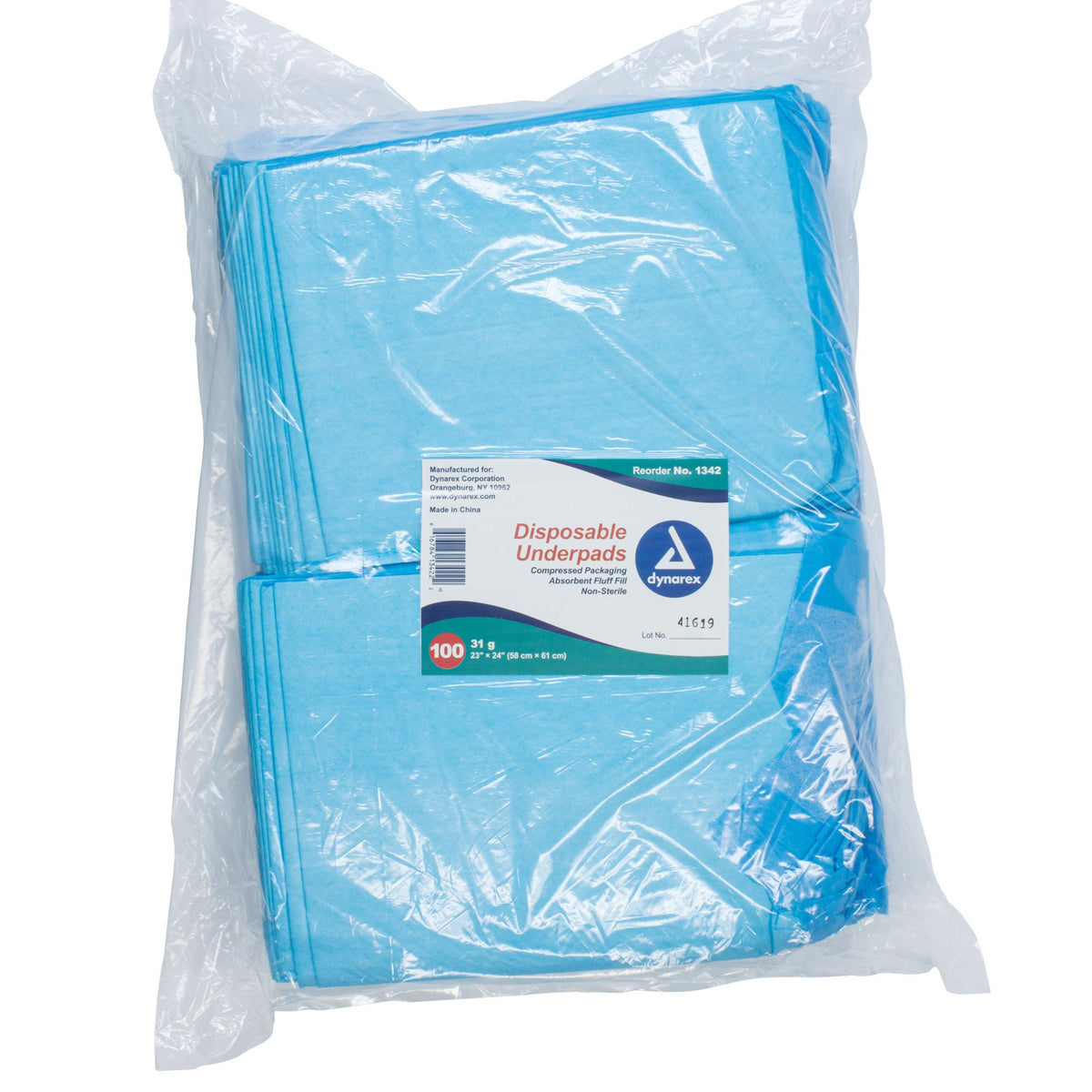 Dynarex® Absorbent Fluff Fill Underpad, 23 x 24 Inch, 200/CS
