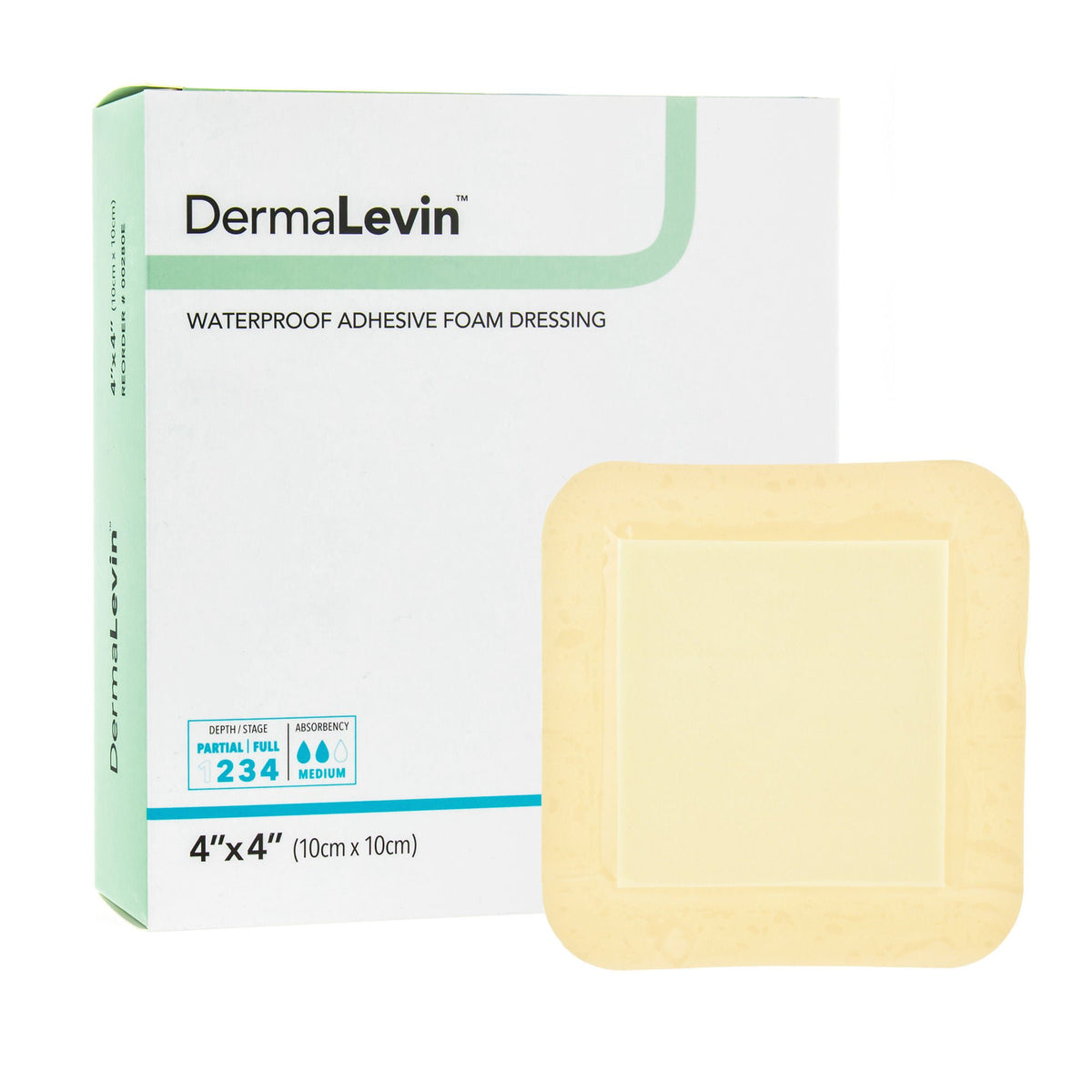 Dermalevin® Adhesive With Border Foam Dressing, 4 X 4 Inch, 10/Bx