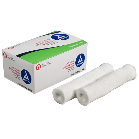 Dynarex® Conforming Bandage, 6 Inch X 4.1 Yard, 48/Cs