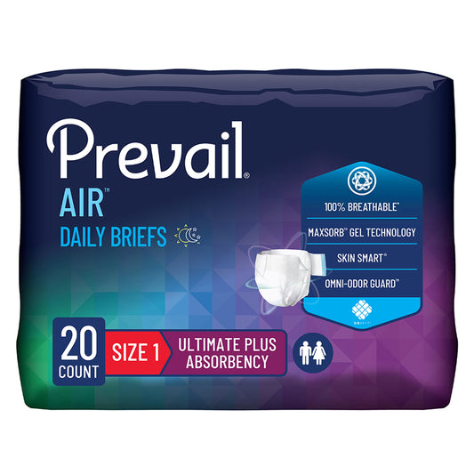 Prevail Air™ Stretchable Ultimate Plus Absorbency Briefs, Size 1, 80/Cs