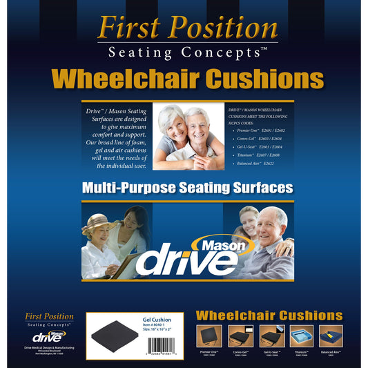 Drive™ Gel-U-Seat™ Lite Seat Cushion, 16 X 16 In., 1/Ea