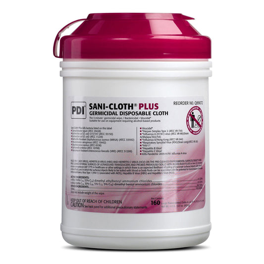 Sani-Cloth® Plus Germicidal Disinfectant Cleaner Wipe, 6 X 6.75 Inch, 1920/Cs