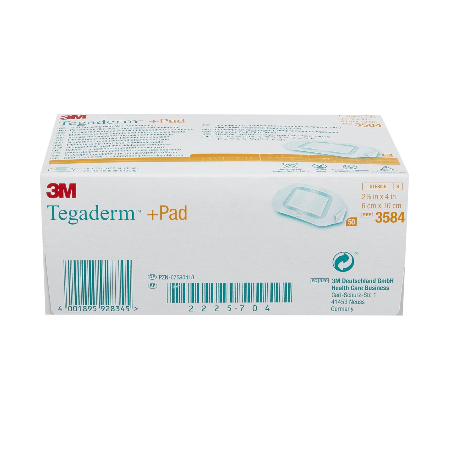 3M™ Tegaderm™ Transparent Film Dressing with Pad, 2-3/8 x 4 Inch 200/CASE -3584