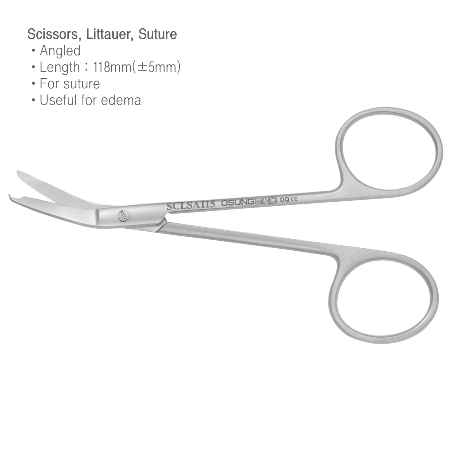 Osung 4.6" Littauer Suture Scissor Angled Premium -SCLSA115 - Osung USA