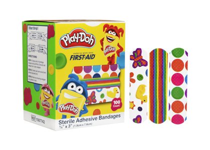 American White Cross Kid Design (Play Doh) Adhesive Strip, 3/4 x 3 Inch 1200/CASE -1087742