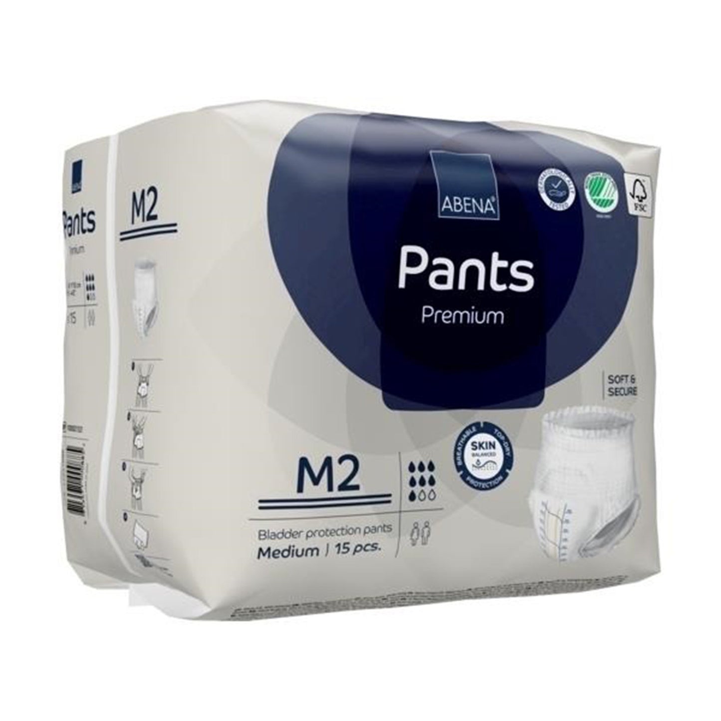 Abena Premium Pants M2 Incontinence Brief, Medium 15/PACK -1000021323