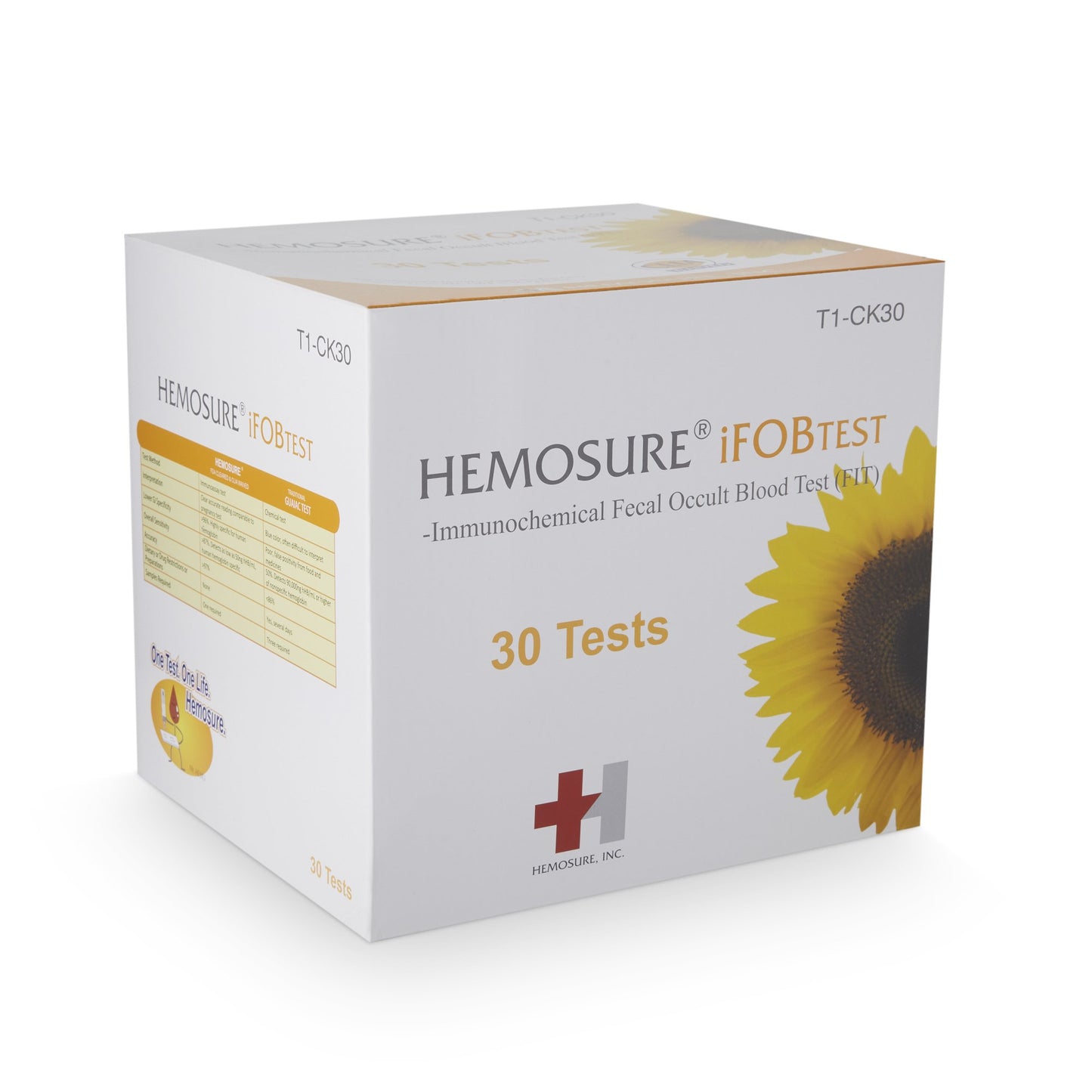 Hemosure Fecal Occult Blood (iFOB or FIT) Colorectal Cancer Screening Test Kit 1/BOX -T1-CK30