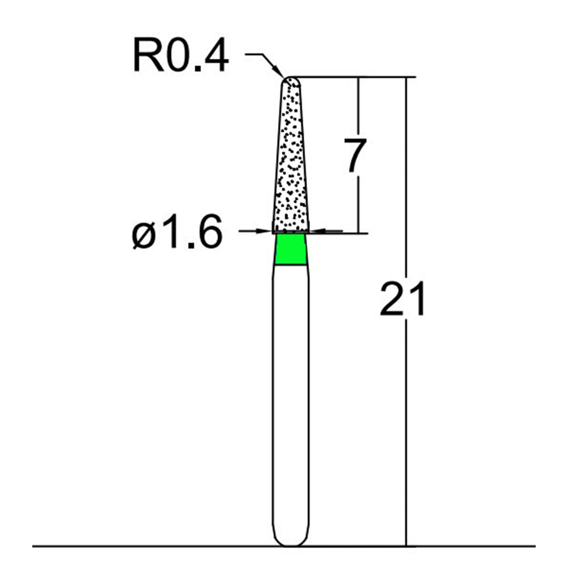 Conical, Dome End 1.6 mm Dia. Coarse Grit Diamond Bur 3 per pack. 194.16C1 - Osung USA