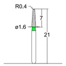 Conical, Dome End 1.6 mm Dia. Coarse Grit Diamond Bur 3 per pack. 194.16C1 - Osung USA