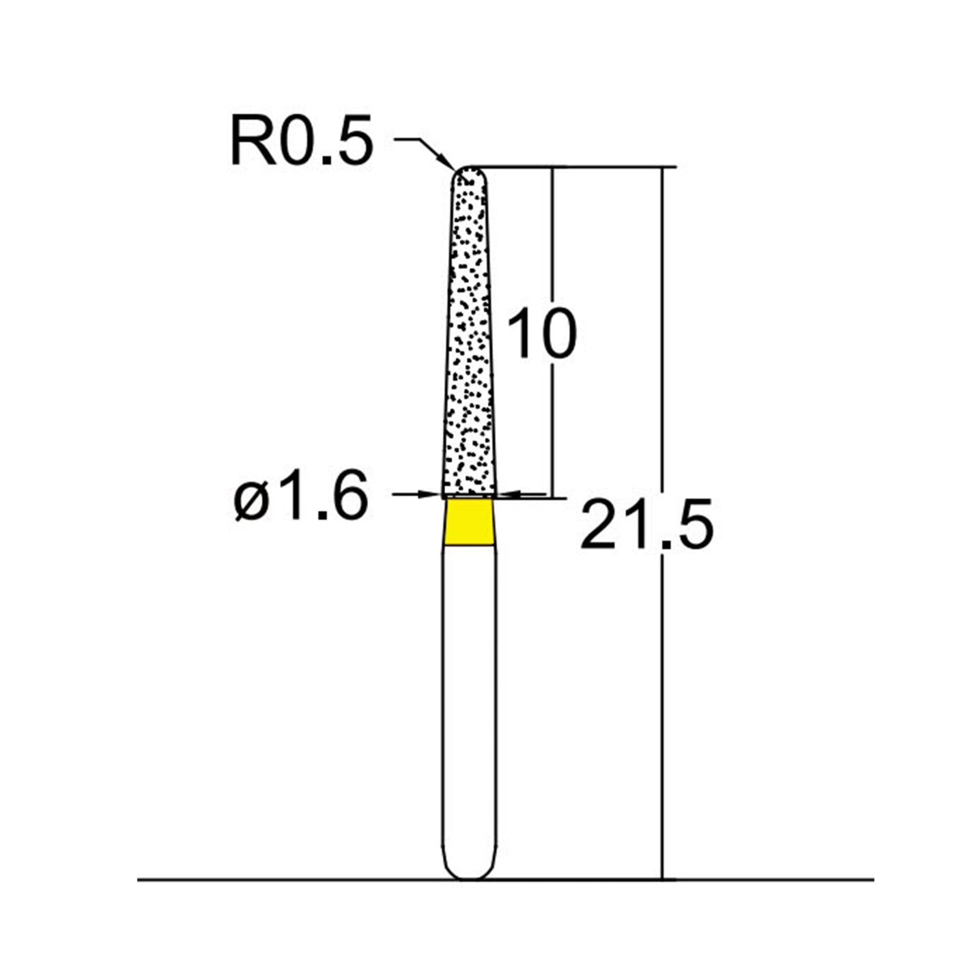 Conical, Dome End 1.6 mm Dia. Extra Fine Grit Diamond Bur 5 per pack. 194.16EF3 - Osung USA