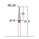 Conical, Dome End 1.6 mm Dia. Fine Grit Diamond Bur 5 per pack. 194.16F5 - Osung USA
