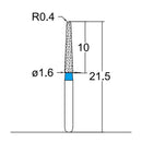 Conical, Dome End 1.6 mm Dia. Medium Grit Diamond Bur 5 per pack. 194.16M4 - Osung USA