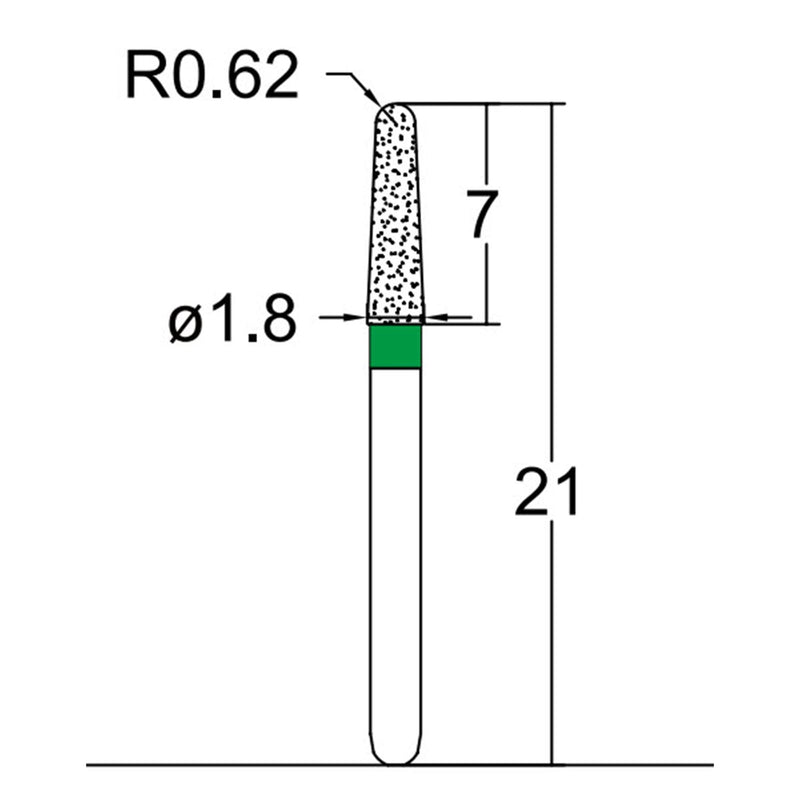 Conical, Dome End 1.8 mm Dia. Coarse Grit Diamond Bur 5 per pack. 194.18C1 - Osung USA