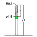 Conical, Dome End 1.8 mm Dia. Coarse Grit Diamond Bur 5 per pack. 194.18C2 - Osung USA