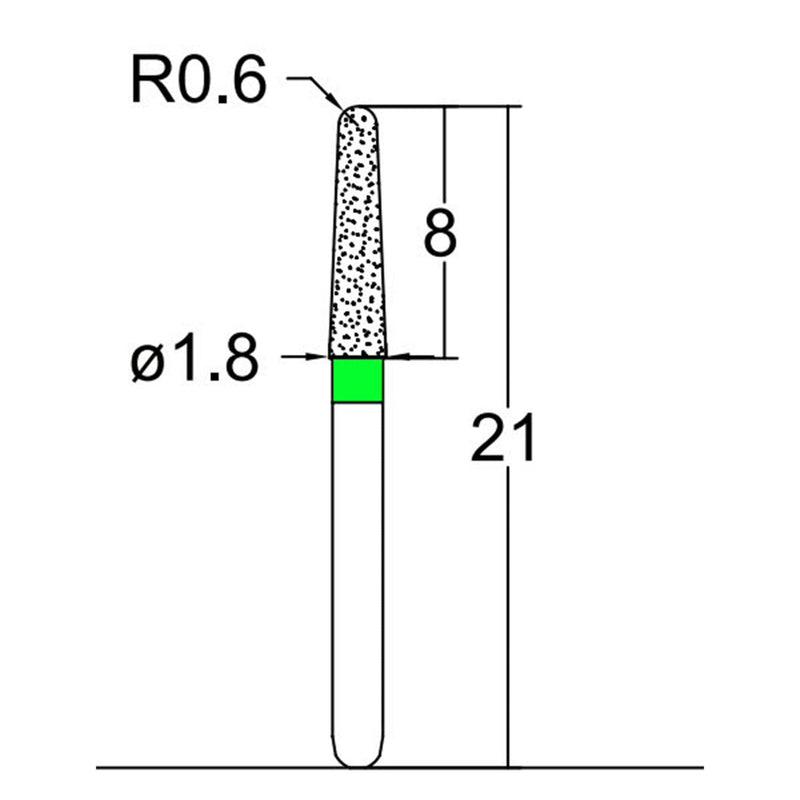 Conical, Dome End 1.8 mm Dia. Coarse Grit Diamond Bur 5 per pack. 194.18C2 - Osung USA