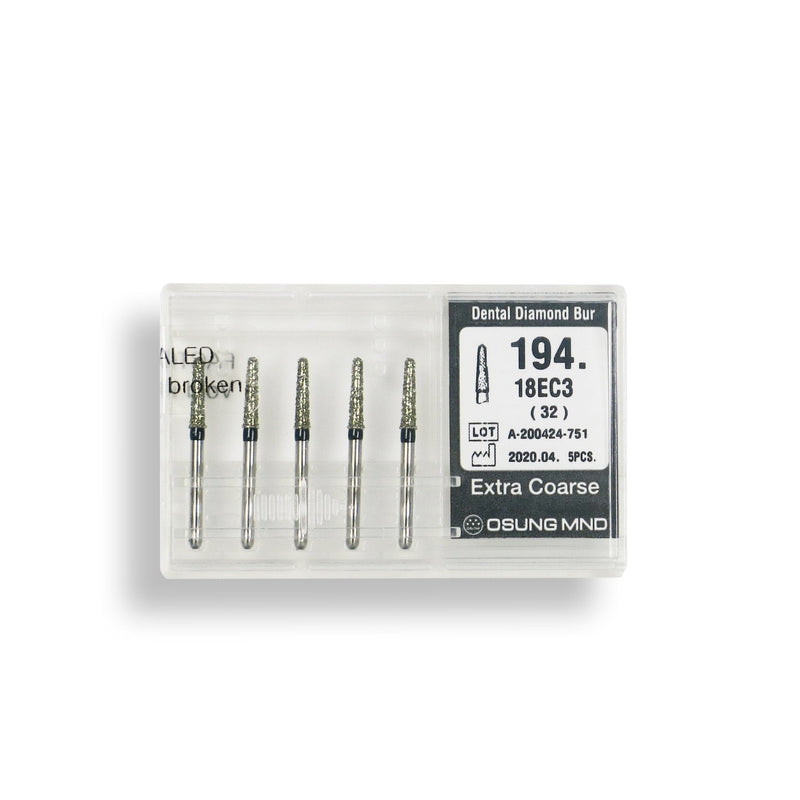 Conical, Dome End 1.8 mm Dia. Extra Coarse Grit Diamond Bur 5 per pack. 194.18EC3 - Osung USA