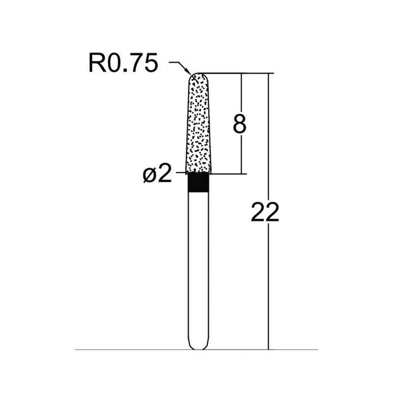 Conical, Dome End 1.8 mm Dia. Extra Coarse Grit Diamond Bur 5 per pack. 194.18EC3 - Osung USA