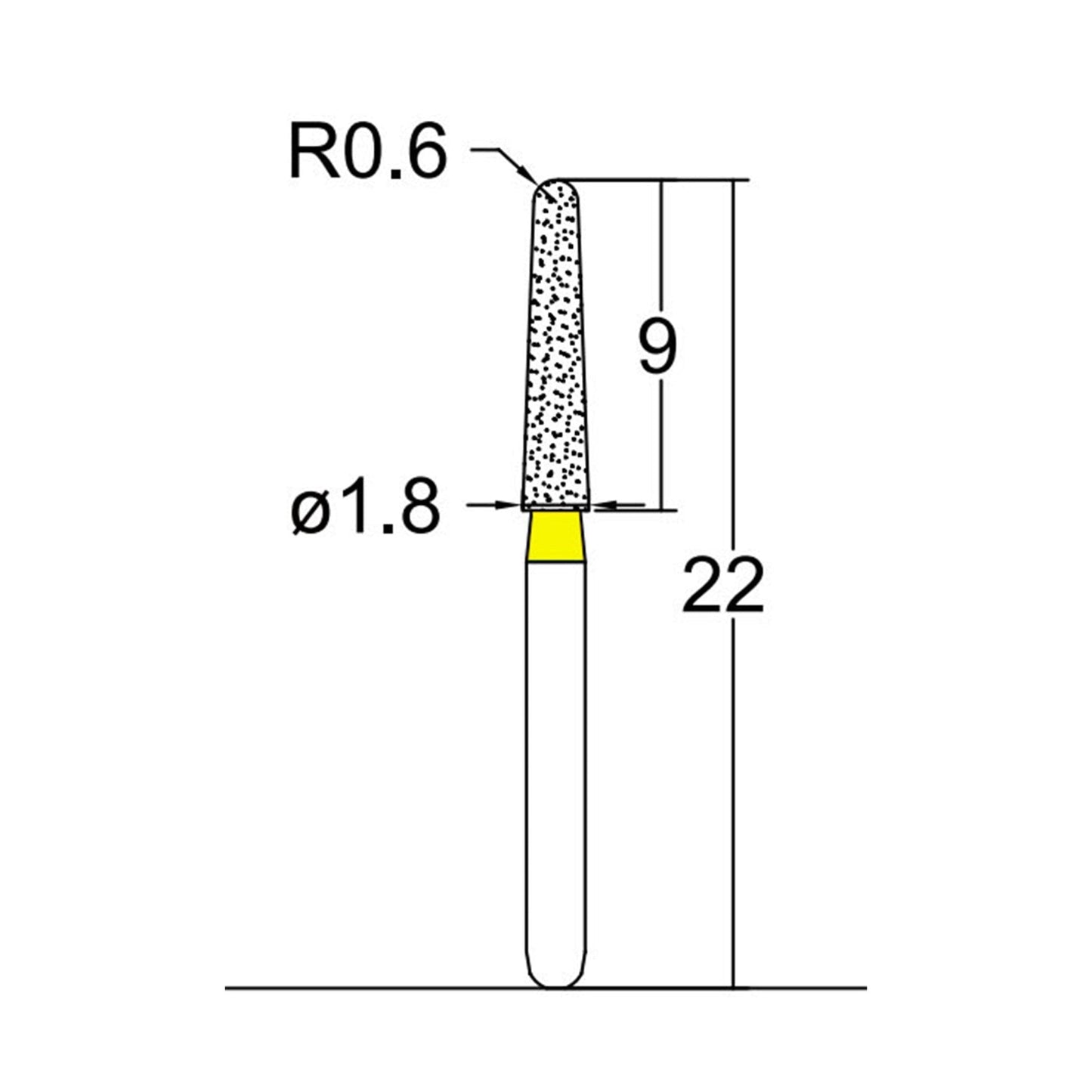 Conical, Dome End 1.8 mm Dia. Extra Fine Grit Diamond Bur 5 per pack. 194.18EF4 - Osung USA