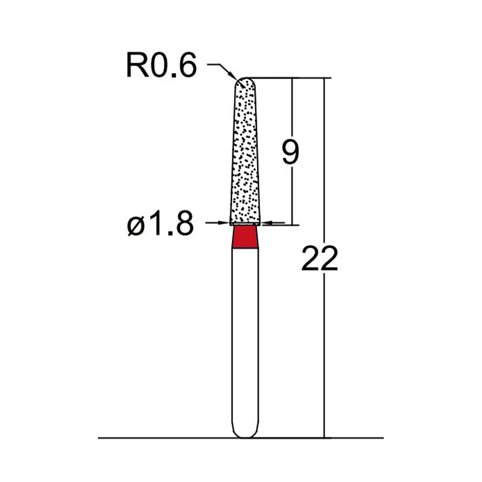 Conical, Dome End 1.8 mm Dia. Fine Grit Diamond Bur 5 per pack. 194.18F4 - Osung USA