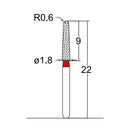 Conical, Dome End 1.8 mm Dia. Fine Grit Diamond Bur 5 per pack. 194.18F4 - Osung USA