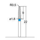 Conical, Dome End 1.8 mm Dia. Medium Grit Diamond Bur 5 per pack. 194.18M5 - Osung USA