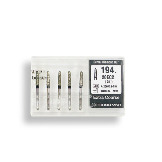 Conical, Dome End 2 mm Dia. Extra Coarse Grit Diamond Bur 5 per pack. 194.20EC2 - Osung USA