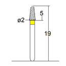 Conical, Dome End 2 mm Dia. Extra Fine Grit Diamond Bur 5 per pack. 194.20EF1 - Osung USA