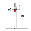 Conical, Dome End 2 mm Dia. Fine Grit Diamond Bur 5 per pack. 194.20F1 - Osung USA