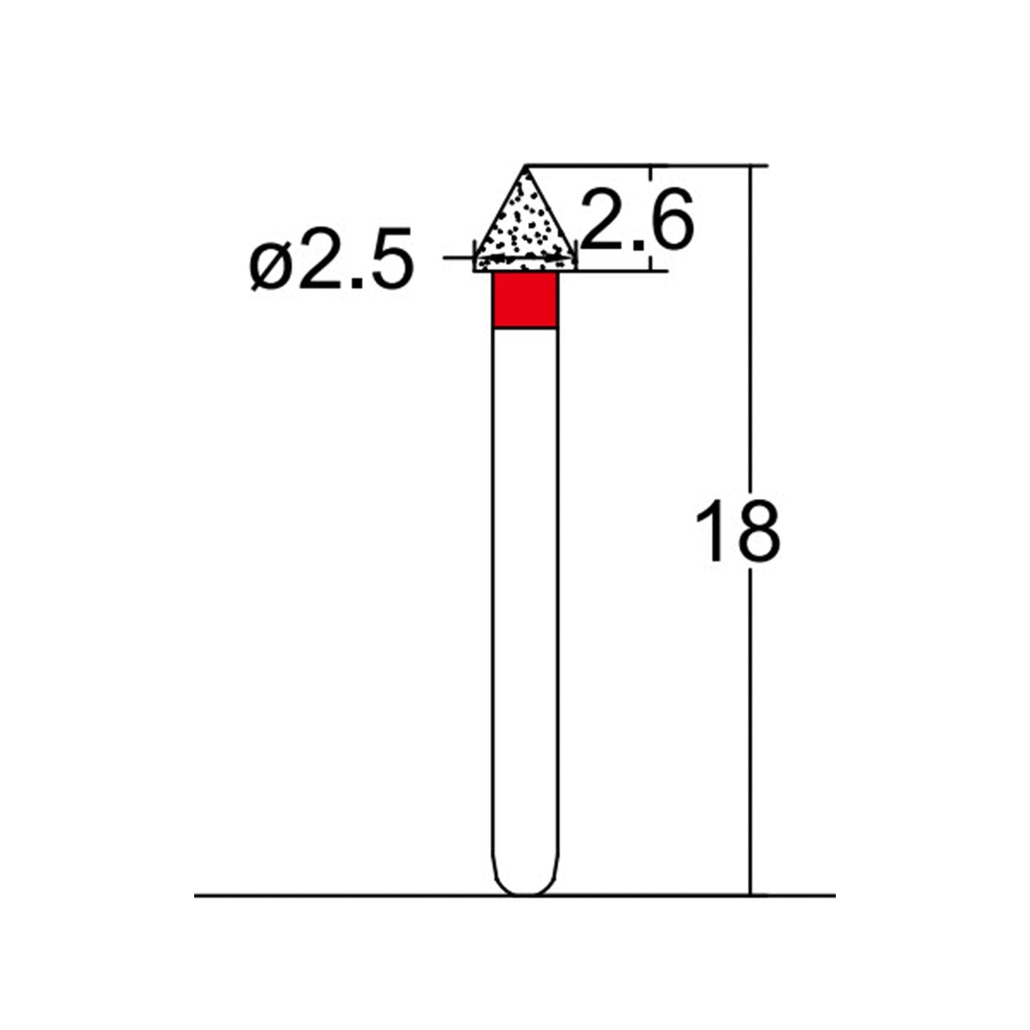 Conical Pointed 2.5 mm Dia. Fine Grit Diamond Bur 5 per pack. 159.25F1 - Osung USA