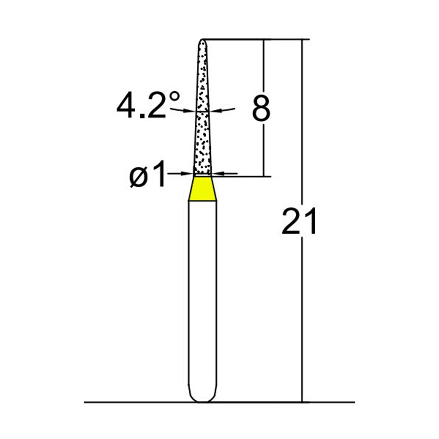 Conical Pointed, Slender 1 mm Dia. Extra Fine Grit Diamond Bur 5 per pack. 164.10EF2 - Osung USA