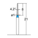 Conical Pointed, Slender 1 mm Dia. Medium Grit Diamond Bur 5 per pack. 164.10M2 - Osung USA