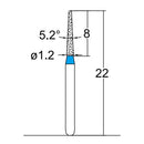 Conical Pointed, Slender 1.2 mm Dia. Medium Grit Diamond Bur 5 per pack. 164.12M1 - Osung USA