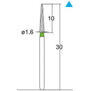 Conical Pointed, Slender 1.6 mm Dia. Coarse Grit Diamond Bur 3 per pack. 164.16C2 - Osung USA