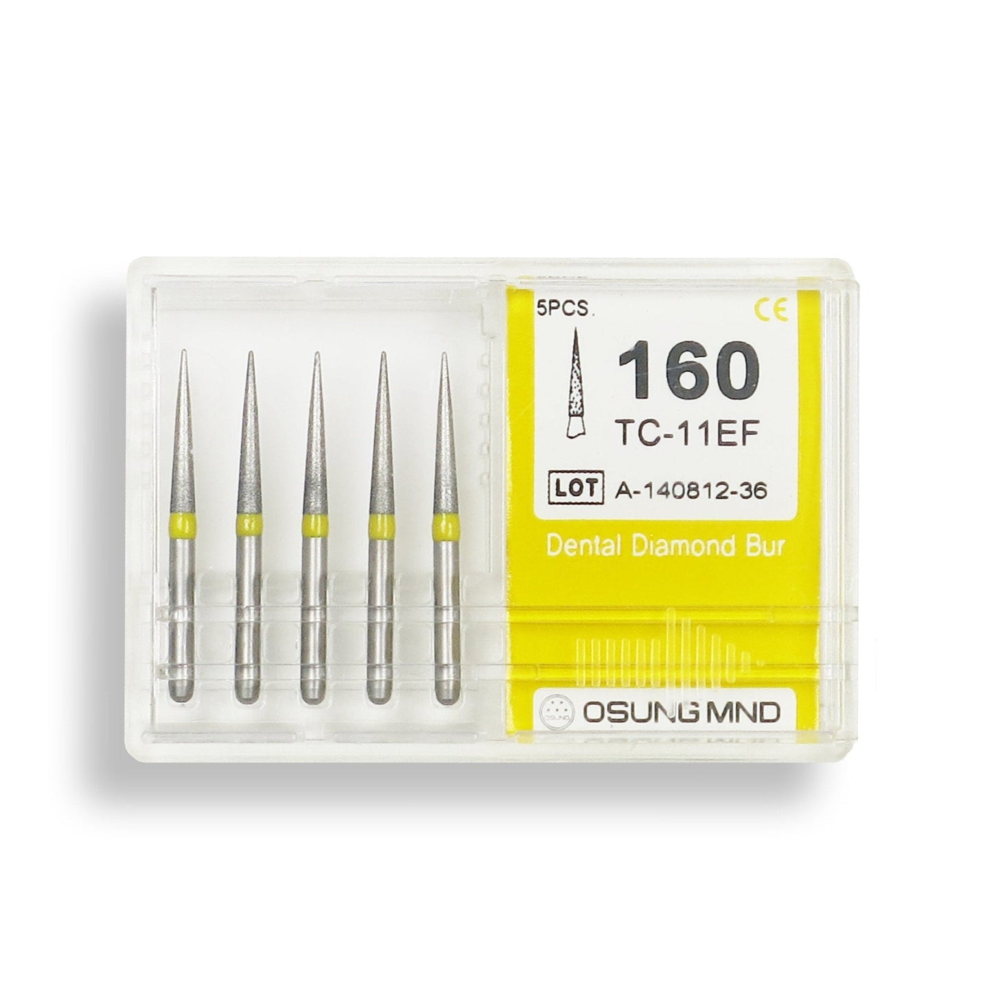 Conical Pointed, Slender 1.6 mm Dia. Extra Fine Grit Diamond Bur 5 per pack. 164.16EF1 - Osung USA