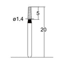 Conical, Round Edge 1.4 mm Dia. Extra Coarse Grit Diamond Bur 5 per pack. 584.14EC1 - Osung USA