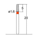 Conical, Round Edge 1.6 mm Dia. Fine Grit Diamond Bur 5 per pack. 584.16F2 - Osung USA