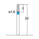 Conical, Round Edge 1.6 mm Dia. Medium Grit Diamond Bur 5 per pack. 584.16M2 - Osung USA