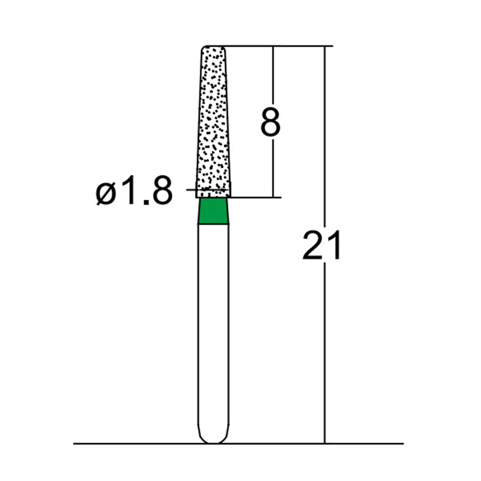 Conical, Round Edge 1.8 mm Dia. Coarse Grit Diamond Bur 5 per pack. 584.18C5 - Osung USA