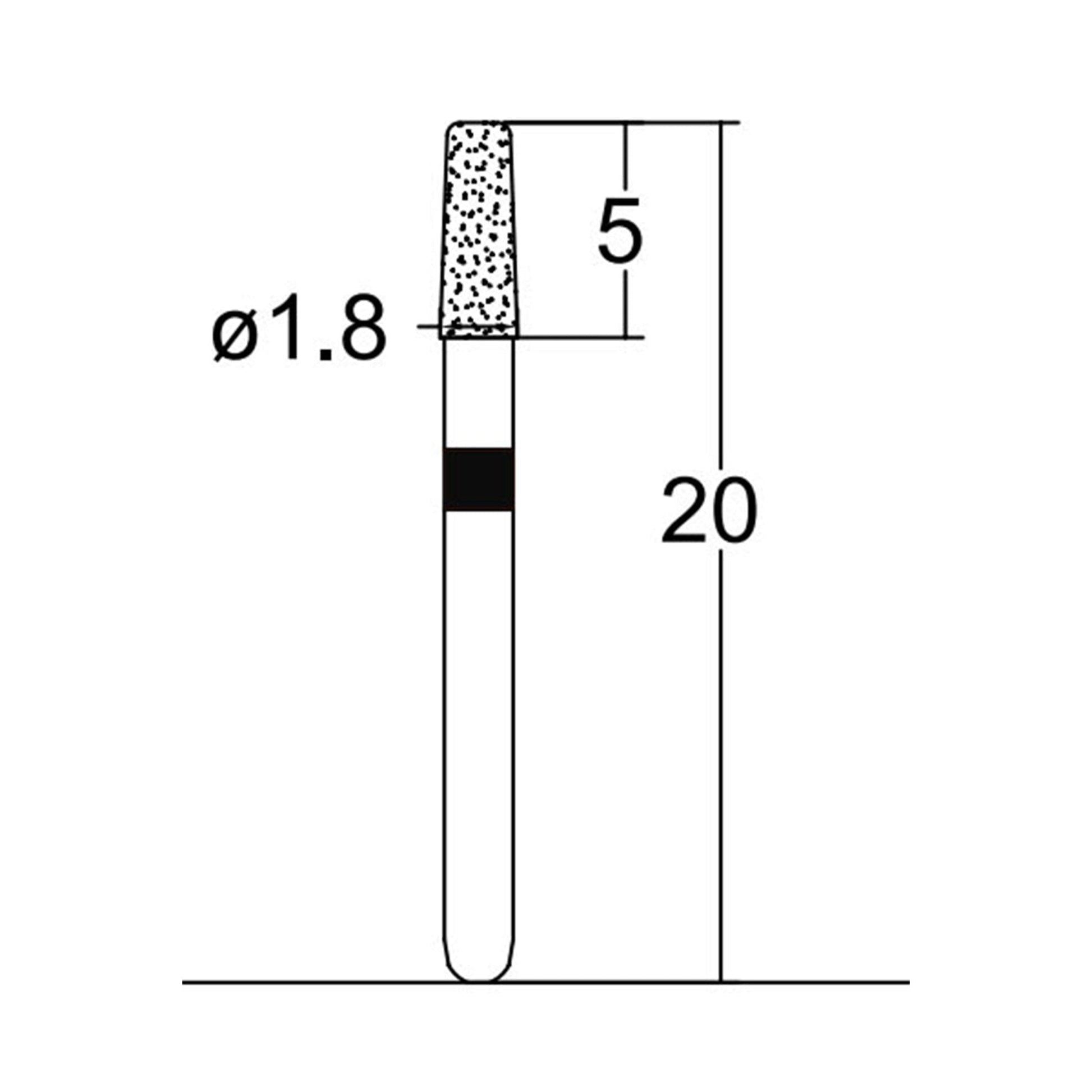 Conical, Round Edge 1.8 mm Dia. Extra Coarse Grit Diamond Bur 5 per pack. 584.18EC2 - Osung USA