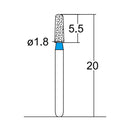 Conical, Round Edge, 1.8 mm Dia. Medium Grit Diamond Bur 5 per pack. 584.18M4 - Osung USA
