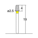 Conical, Round Edge 2.5 mm Dia. Extra Fine Grit Diamond Bur 5 per pack. 584.25EF1 - Osung USA
