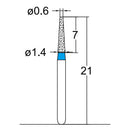 Conical, Truncated 1.4 mm Dia. Medium Grit Diamond Bur 5 per pack. 168.14M3 - Osung USA