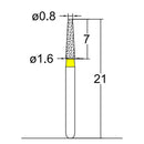 Conical, Truncated 1.6 mm Dia. Extra Fine Grit Diamond Bur 5 per pack. 168.16EF2 - Osung USA
