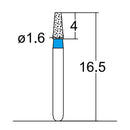 Conical, Truncated 1.6 mm Dia. Medium Grit Diamond Bur 5 per pack. 168.16M1S - Osung USA