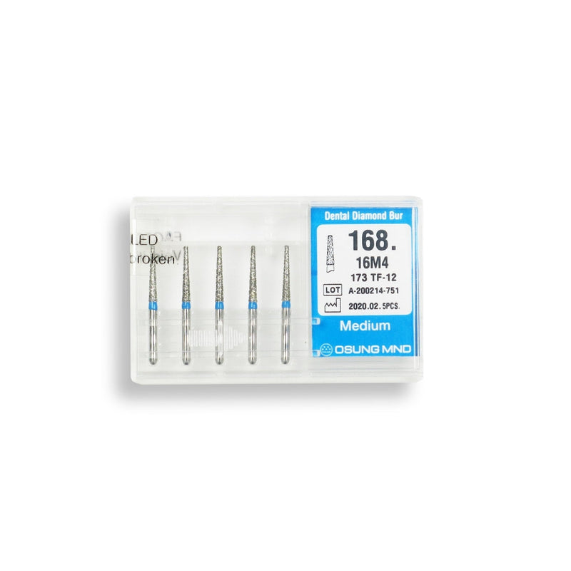 Conical, Truncated 1.6 mm Dia. Medium Grit Diamond Bur 5 per pack. 168.16M4 - Osung USA