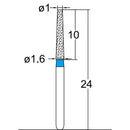 Conical, Truncated 1.6 mm Dia. Medium Grit Diamond Bur 5 per pack. 168.16M6 - Osung USA